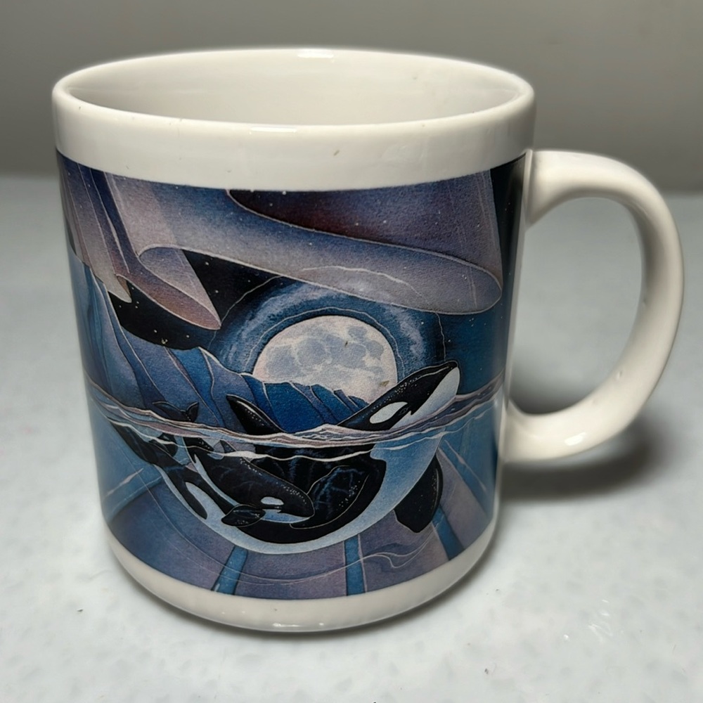 VTG Orca Killer Whale Alaska Artist Jody Bergsma 1996 Artic Circle Coffee MUG